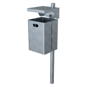 Square litter bin with cover | hot dipped galvanized | with standingpost 60x1300mm